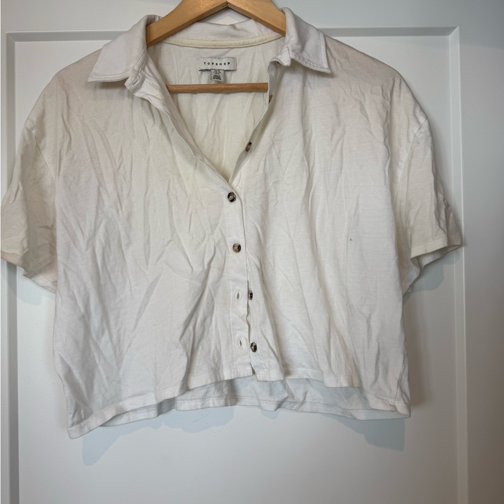 Topshop Cropped Button Up Tee